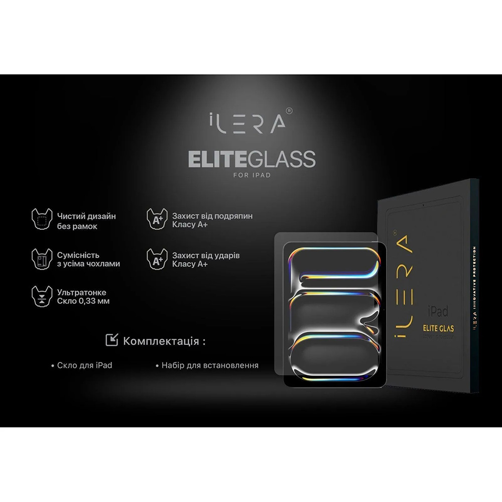 Захисне скло iLera Infinity Clear Glass для Apple iPad Air 13" 2024 (ILIPG07) Захисне скло iLera Infinity Clear Glass для Apple iPad Air 13" 2024 (ILIPG07) Сумісність за моделлю Apple iPad Air" 13 (6 Gen)