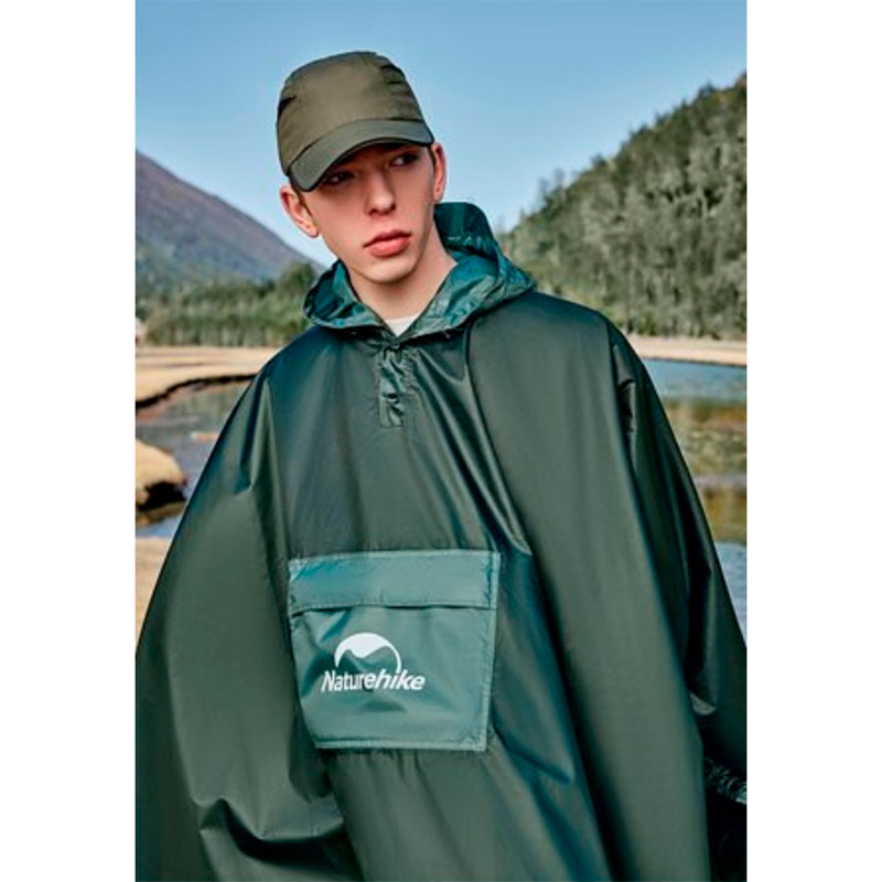 Плащ-дощовик NATUREHIKE Dark Green (CNH23RG001) Склад поліестер з PU покриттям