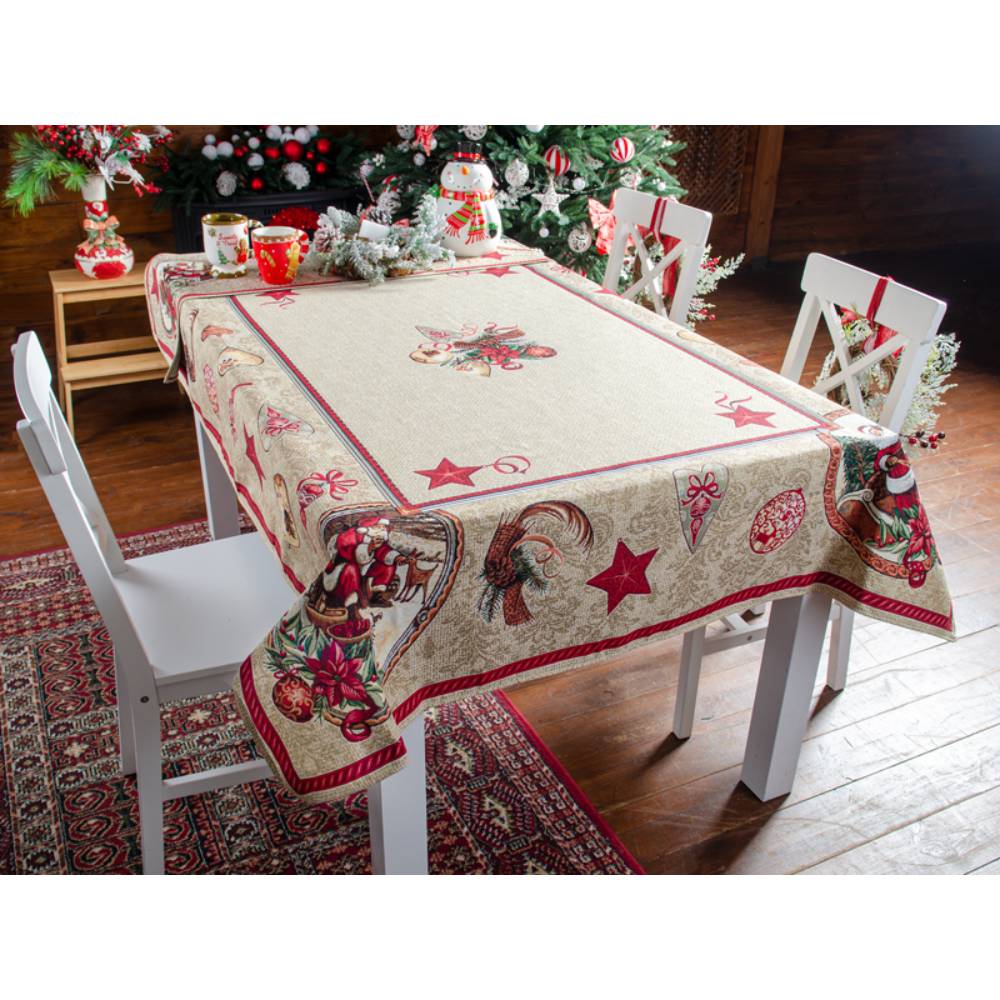 Скатертина LEFARD Santa Claus 140 x 140 см (732-185) Матеріал гобелен