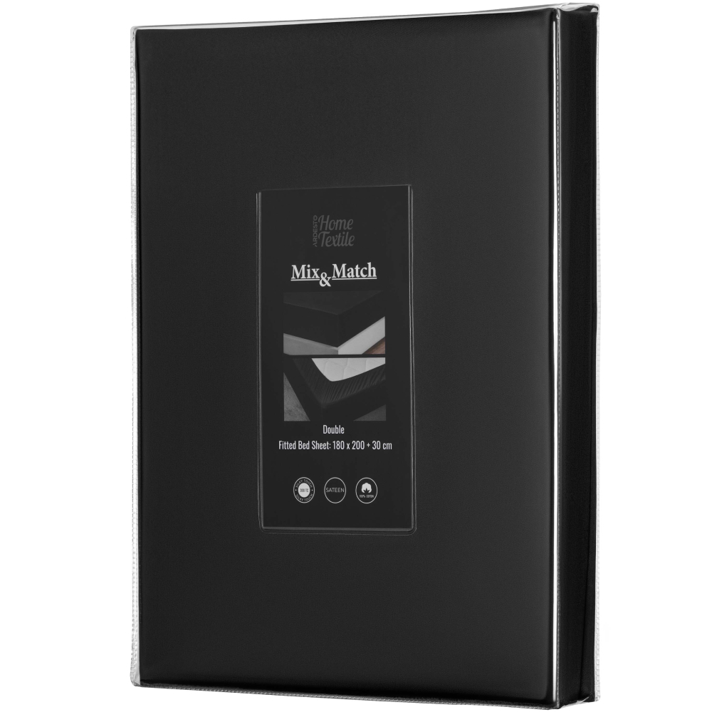 Зовнішній вигляд Простирадло ARDESTO Mix&Match Premium 180x200+30см Black (ART1820FSL)