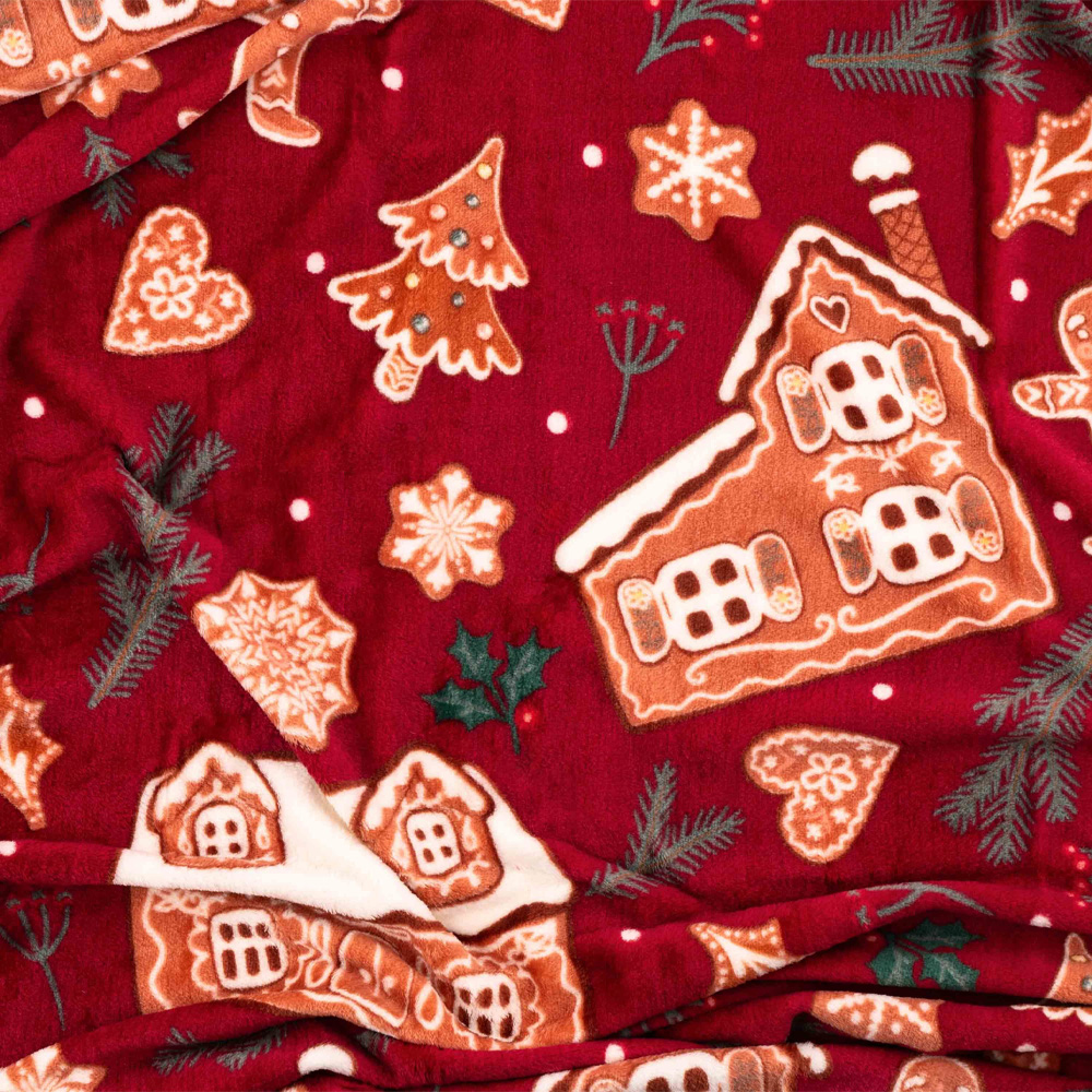 Плед ARDESTO Christmas Flannel імбирні будиночки 160х200см Red (ART0121PB) Матеріал 100% поліестер
