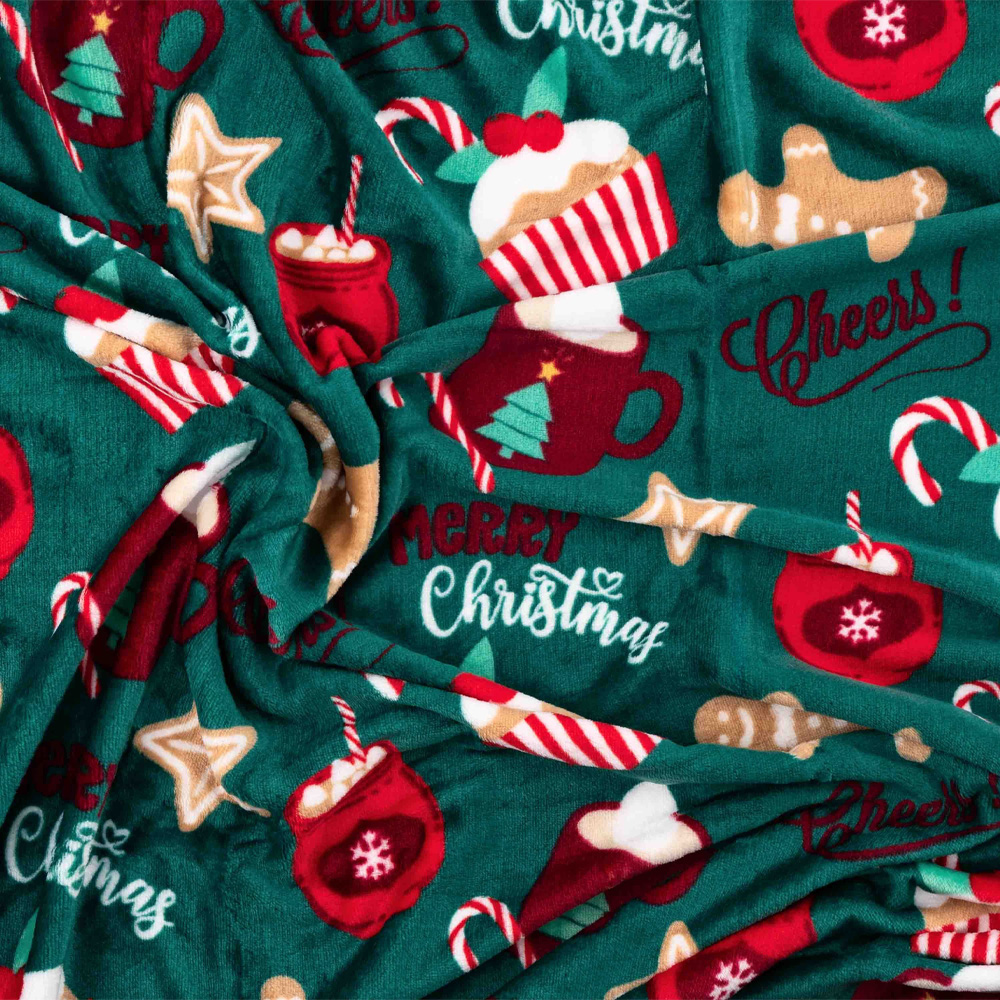 Плед ARDESTO Christmas Flannel рождественские вкусняшки 160х200см Green (ART0122PB) Материал 100% полиэстер
