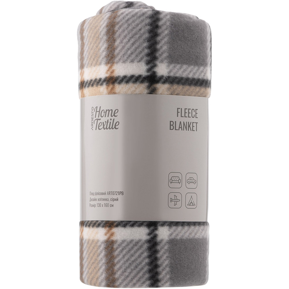 Плед ARDESTO Fleece 130x160см Клетка серый (ART0721PB)