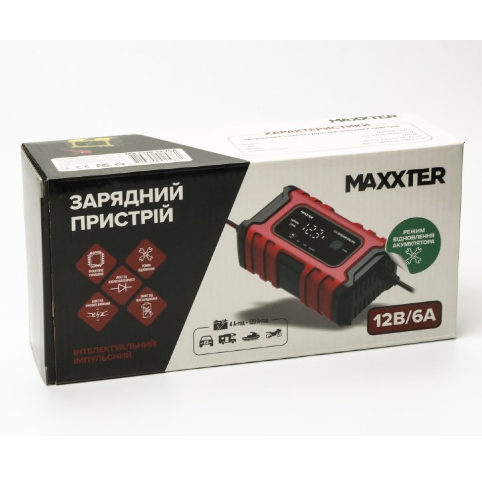 Зарядний пристрій MAXXTER MX-CHR-12V6A Вихідна напруга 12