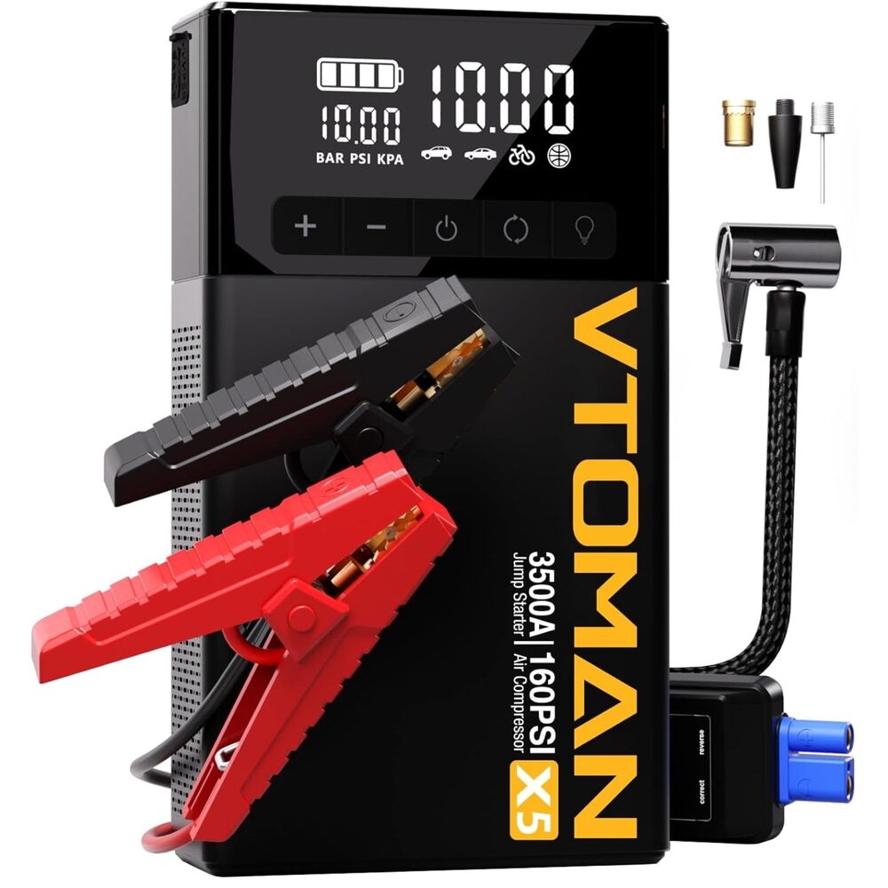 Пуско-зарядное устройство VTOMAN Jump Starter X5 3500A з компресором 160PSI 59.2Wh (X5_VTOMAN)