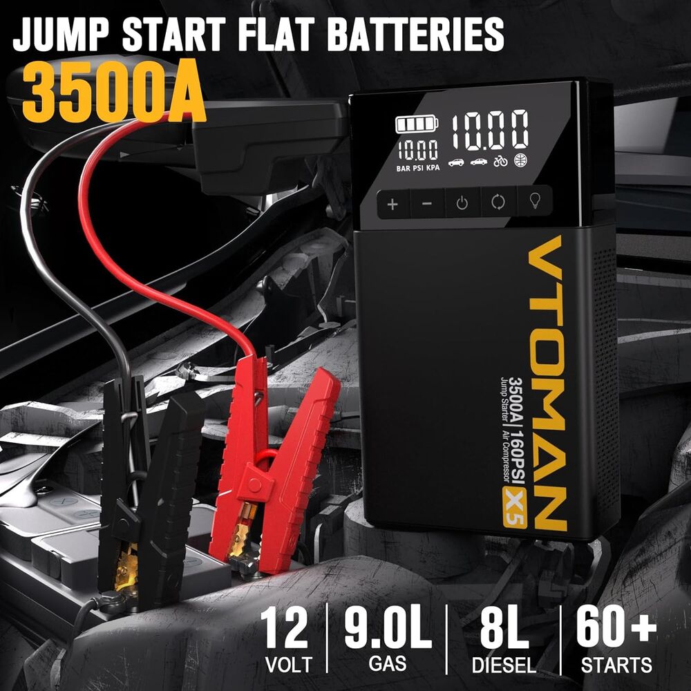 Пуско-зарядний пристрій VTOMAN Jump Starter X5 3500A з компрессором 160PSI 59.2Wh (X5_VTOMAN) Вихідна напруга 5