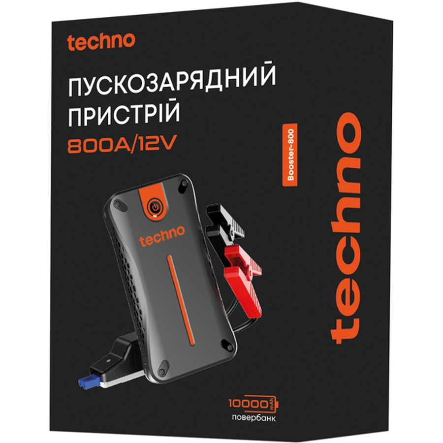 Зовнішній вигляд Пуско-зарядний пристрій TECHNO 10000mAh (booster-800)