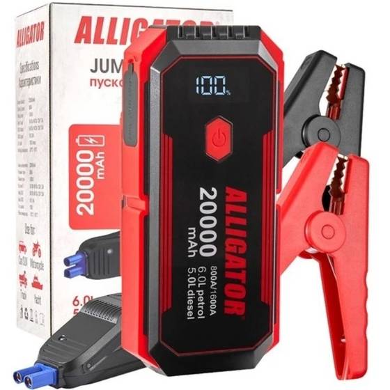 Пусковое устройство ALLIGATOR 800A/1600A 20000mAh SMART-клеммы (JS843) Выходное напряжение 5