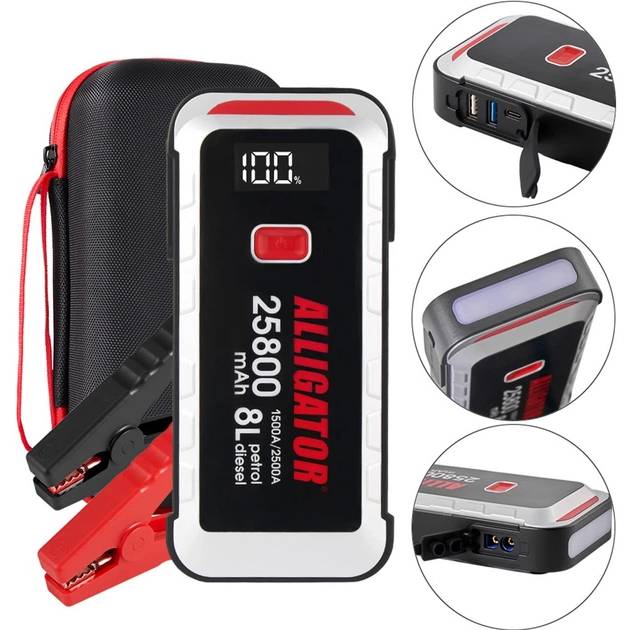 Пусковое устройство ALLIGATOR 1500A/2500A 25800mAh SMART-клеммы (JS847) Выходное напряжение 5