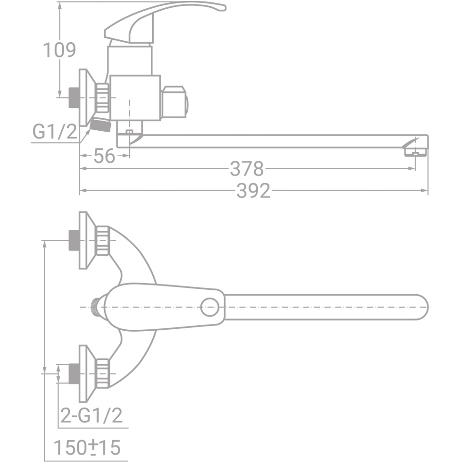 Смеситель TAU SD D40 (SD-2C243C) Способ монтажа настенный