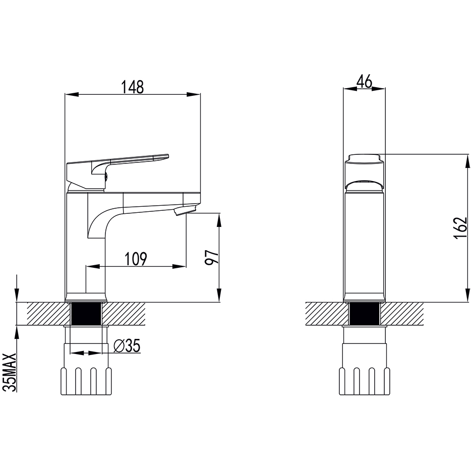 Смеситель CORSO MARMORE O35 (DB-1A138C) (9623000) Длина излива 10.9