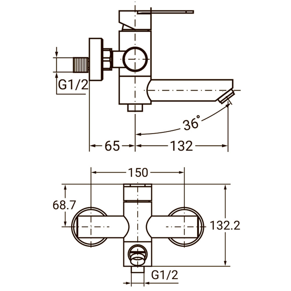 Смеситель AQUATICA HT-2C171P (9719211) Назначение для ванной