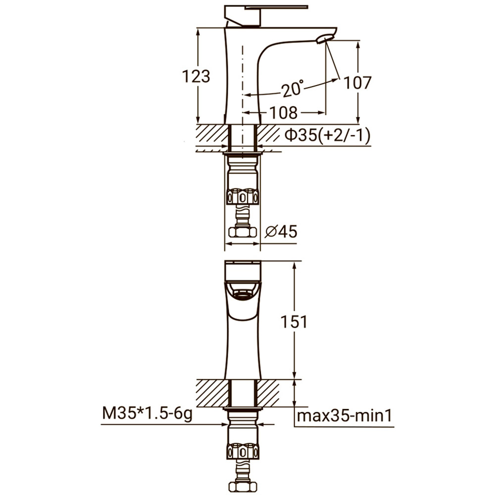 Смеситель AQUATICA HT-1A171P (9719001) Назначение для раковины