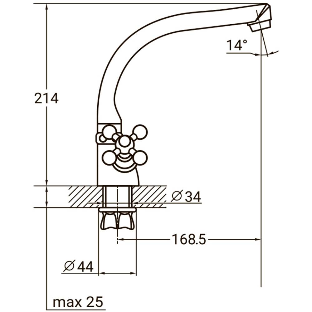 Змішувач AQUATICA s77 1/2" (9777120) Призначення для кухонної мийки