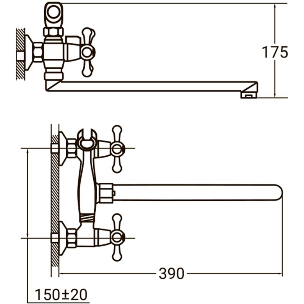 Змішувач AQUATICA s80 1/2" 350 мм (9780200) Довжина виливу 35