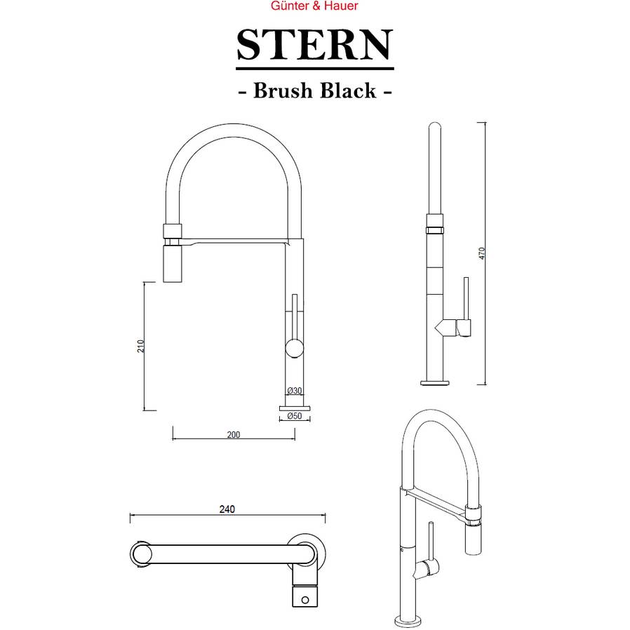 Фото Смеситель GUNTER & HAUER STERN Brush Black