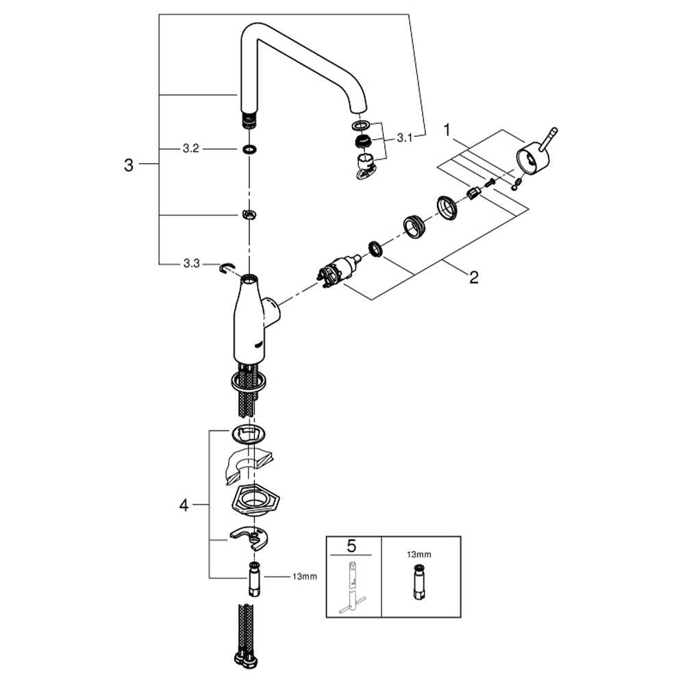 Смеситель GROHE Accent супер сталь (30423DC0) Способ монтажа врезной