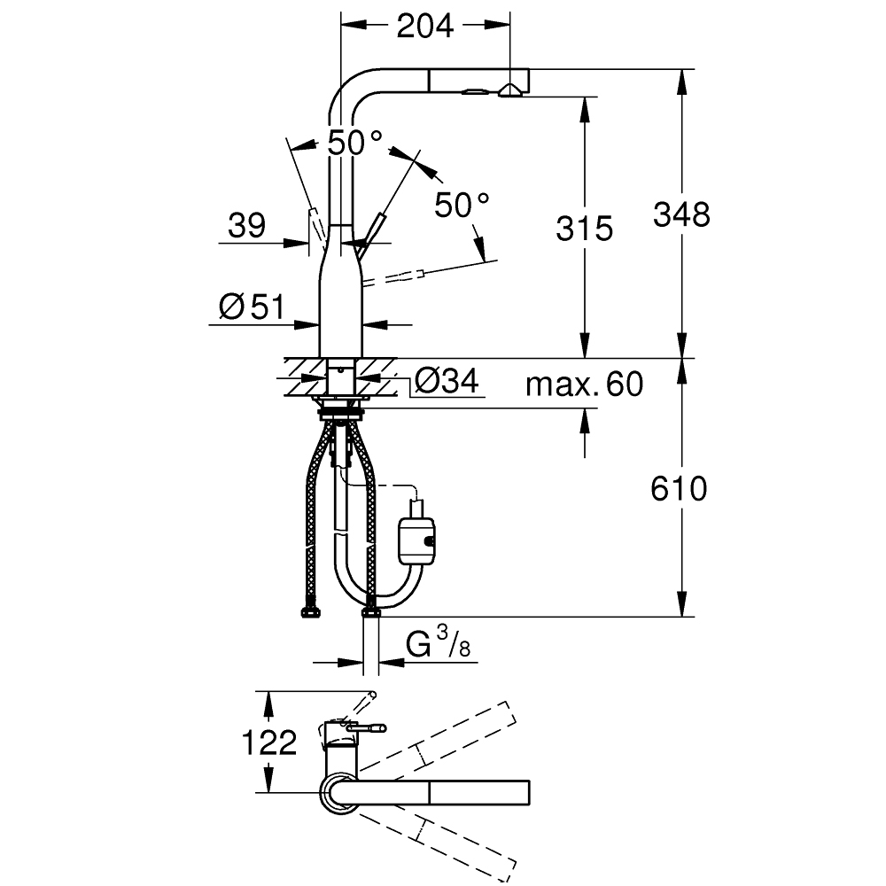 Змішувач GROHE Accent хром (30432000) Призначення для кухонної мийки