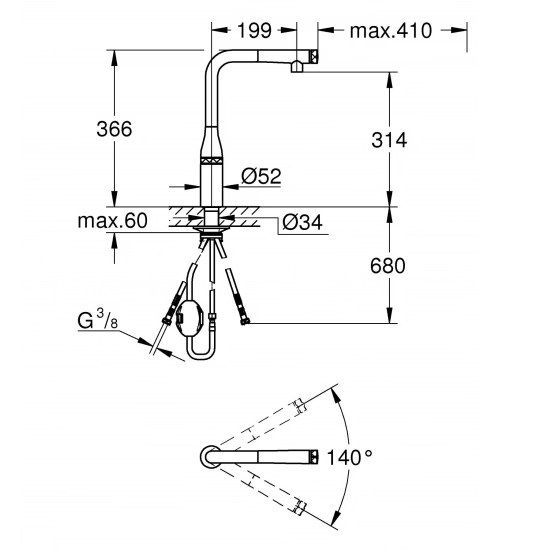 Фото Смеситель GROHE Accent Smart Control Matte Graphite (30444AL0)