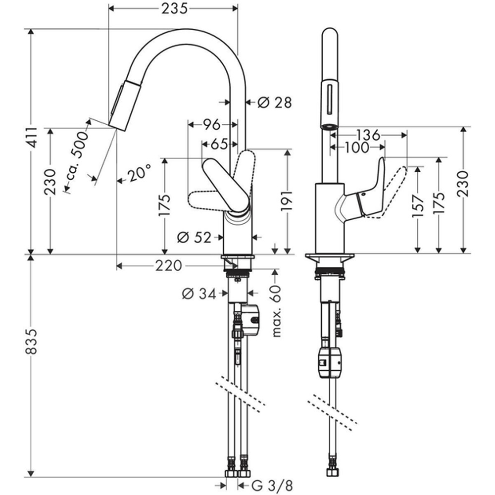 Змішувач HANSGROHE Focus M41 сталь (31815800) Спосіб монтажу врізний