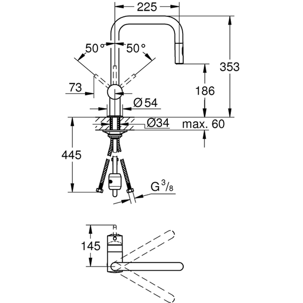 Змішувач GROHE Minta матовий Graphite (32322AL2) Призначення для кухонної мийки