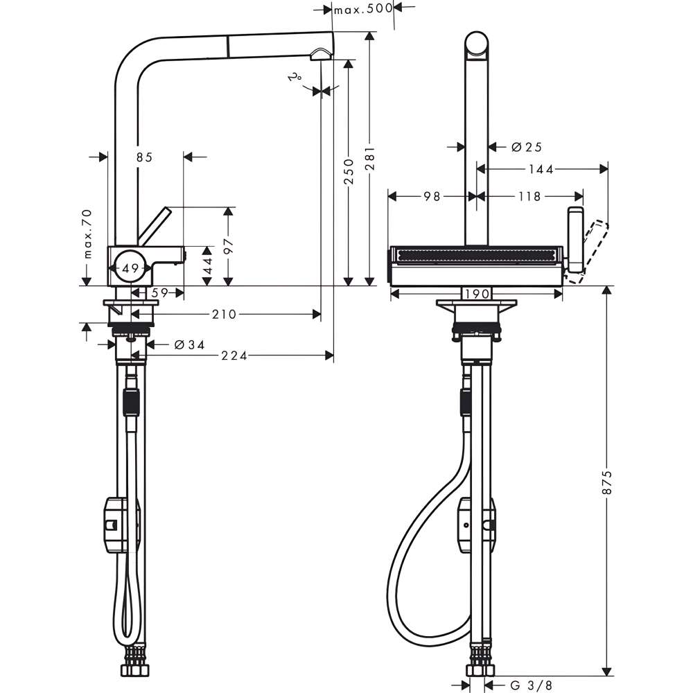 Смеситель HANSGROHE Aquno Select M81 Chrome (73836000) Назначение для кухонной мойки