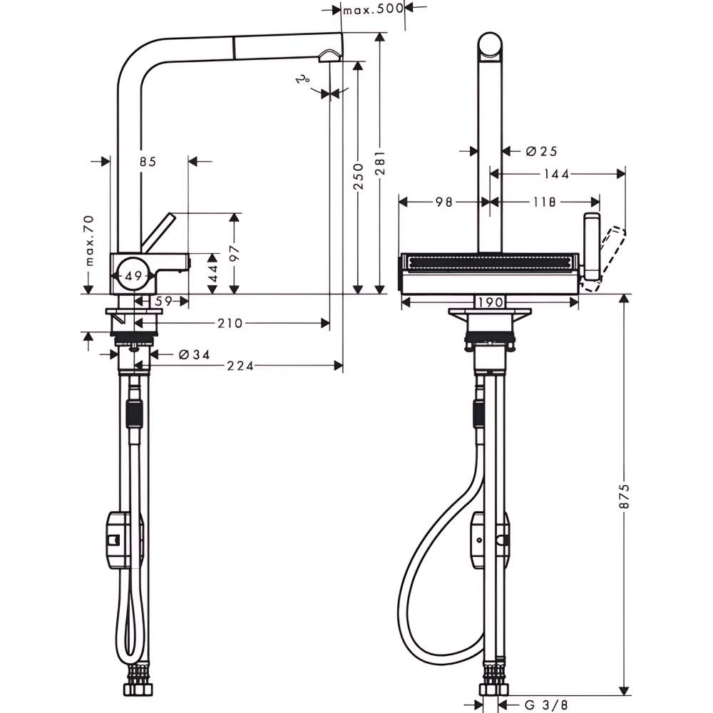 Змішувач HANSGROHE Aquno Select M81 (73836800) Призначення для кухонної мийки