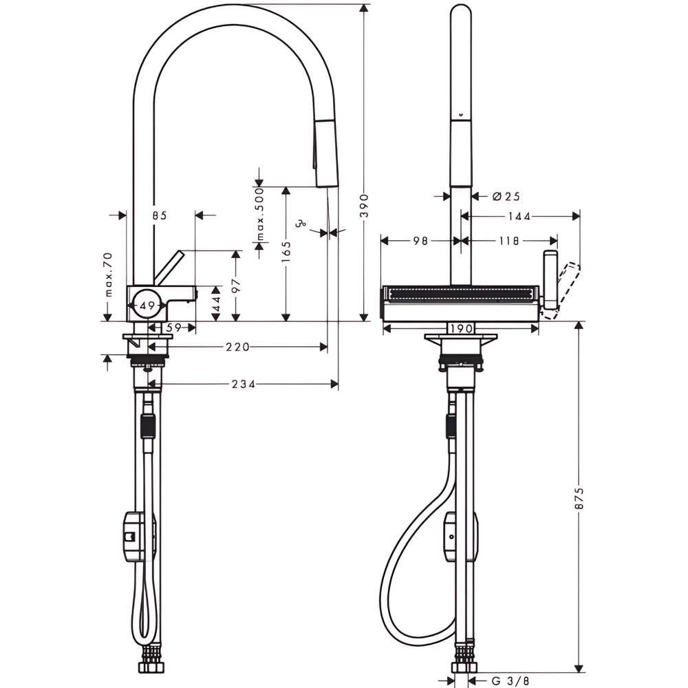 Змішувач HANSGROHE Aquno Select M81 Chrome (73837000) Принцип змішування одноважільний