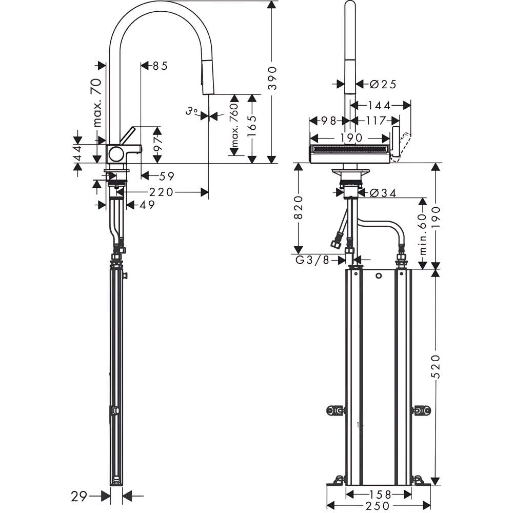 Змішувач HANSGROHE Aquno Select M81 (73837670) Принцип змішування одноважільний