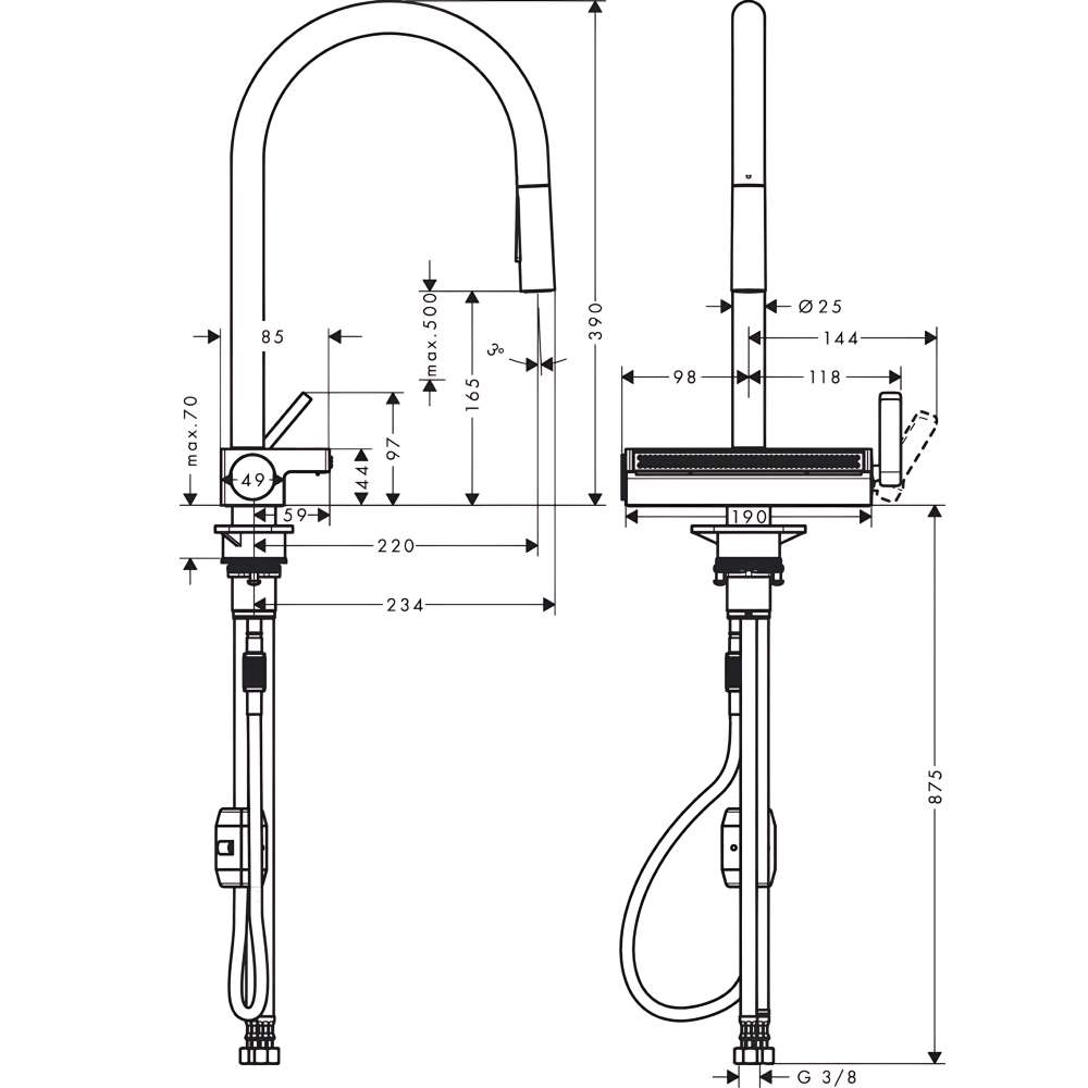 Змішувач HANSGROHE Aquno Select M81 (73837800) Спосіб монтажу врізний