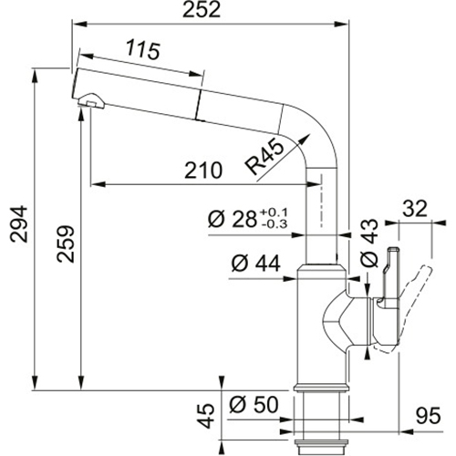 Смеситель FRANKE Urban Pull Out (115.0627.523) Назначение для кухонной мойки
