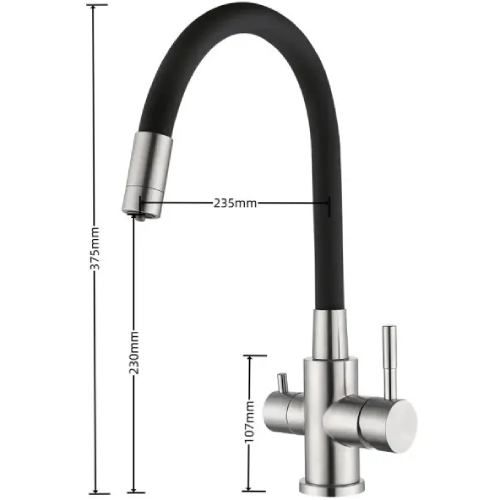 Смеситель VENTOLUX KFFPW 14 BN/BK Длина излива 23.5