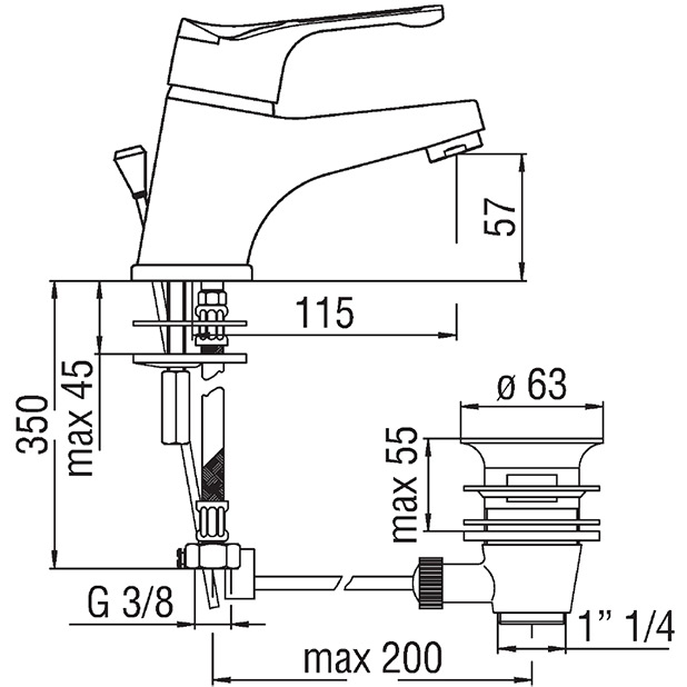 Смеситель NOBILI TIMIX TX27118/1CR Назначение для раковины