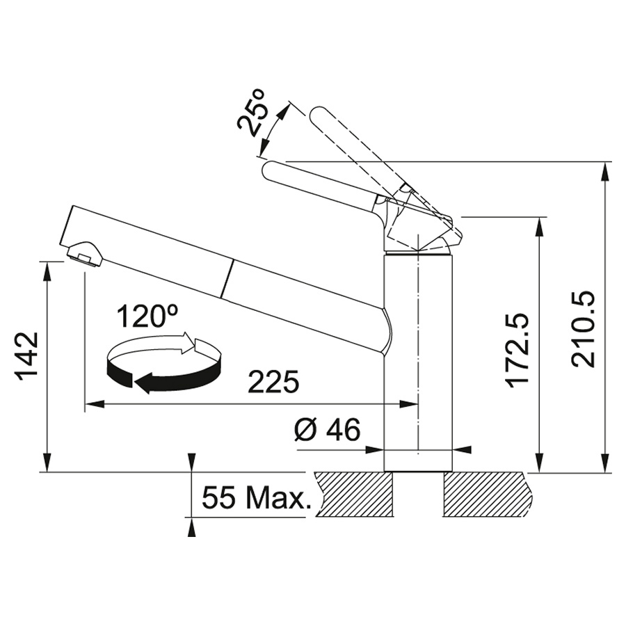 Смеситель FRANKE Orbit Pull Out (115.0623.141) Назначение для раковины