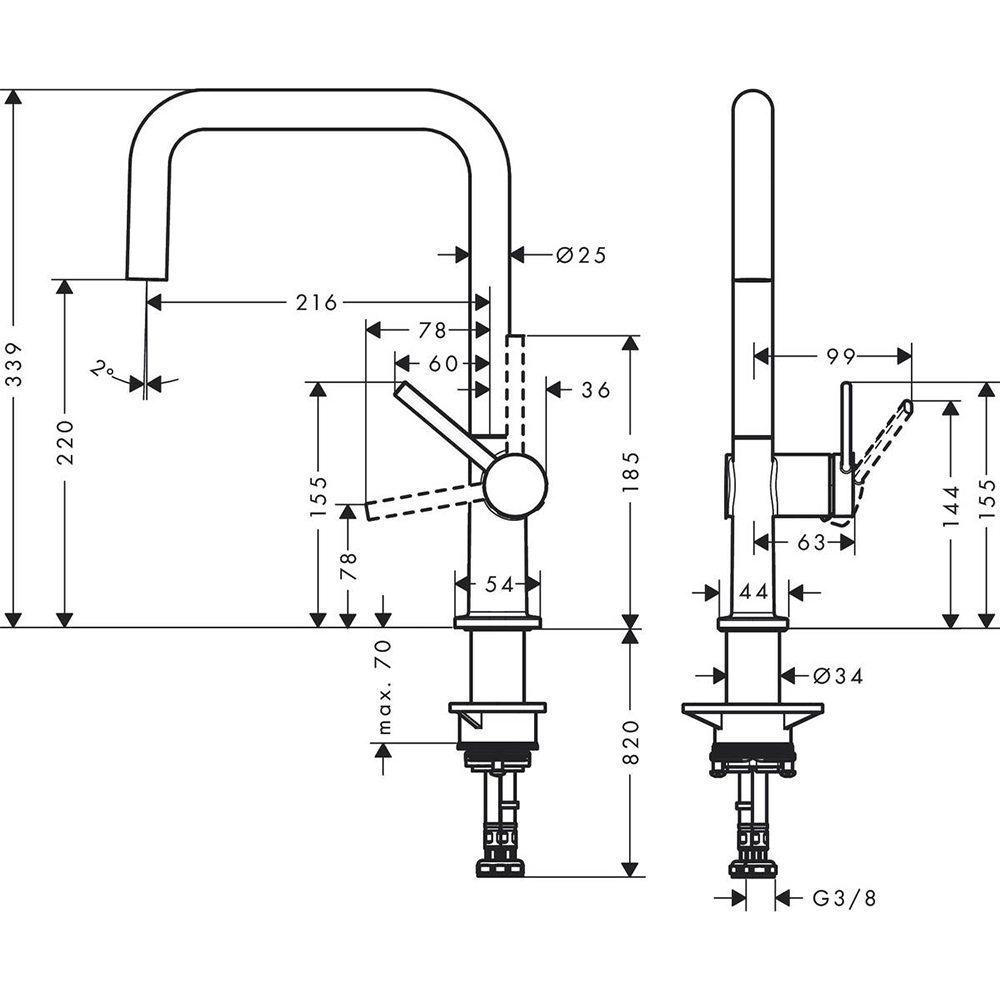 Смеситель HANSGROHE Talis M54 Black (72806670) Назначение для кухонной мойки