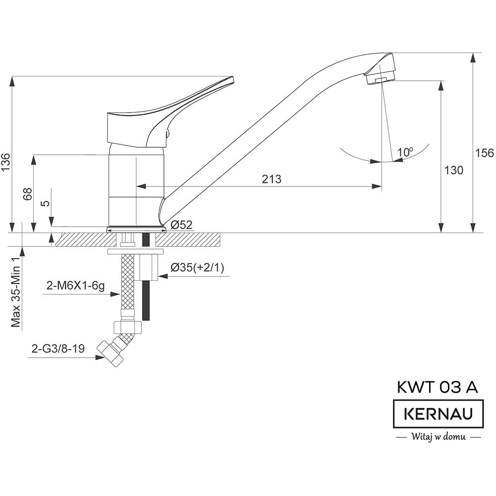 Смеситель KERNAU KWT 03A PURE WHITE Назначение для кухонной мойки