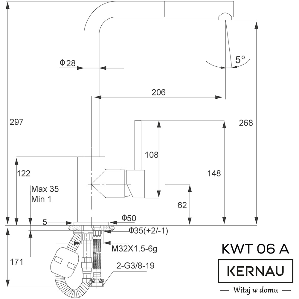 Внешний вид Смеситель KERNAU KWT 06A PO SAND