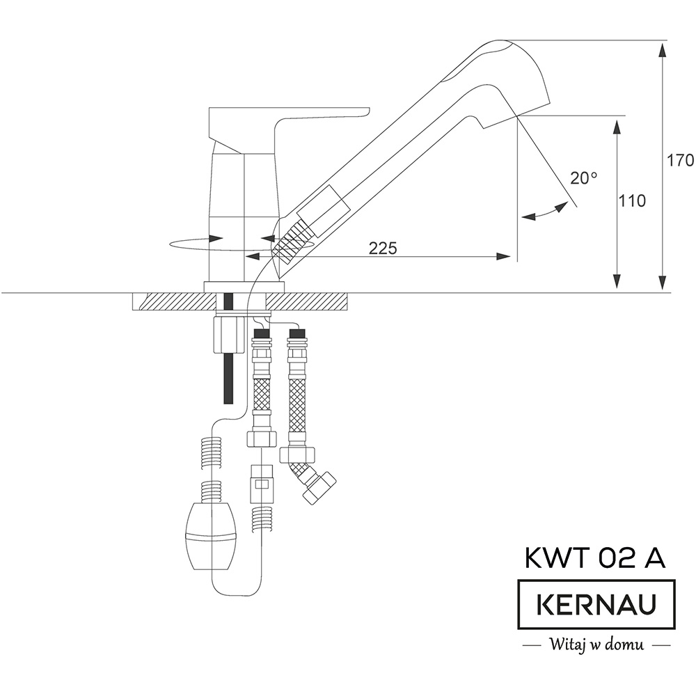 Смеситель KERNAU KWT 02A PO CHROM Способ монтажа врезной