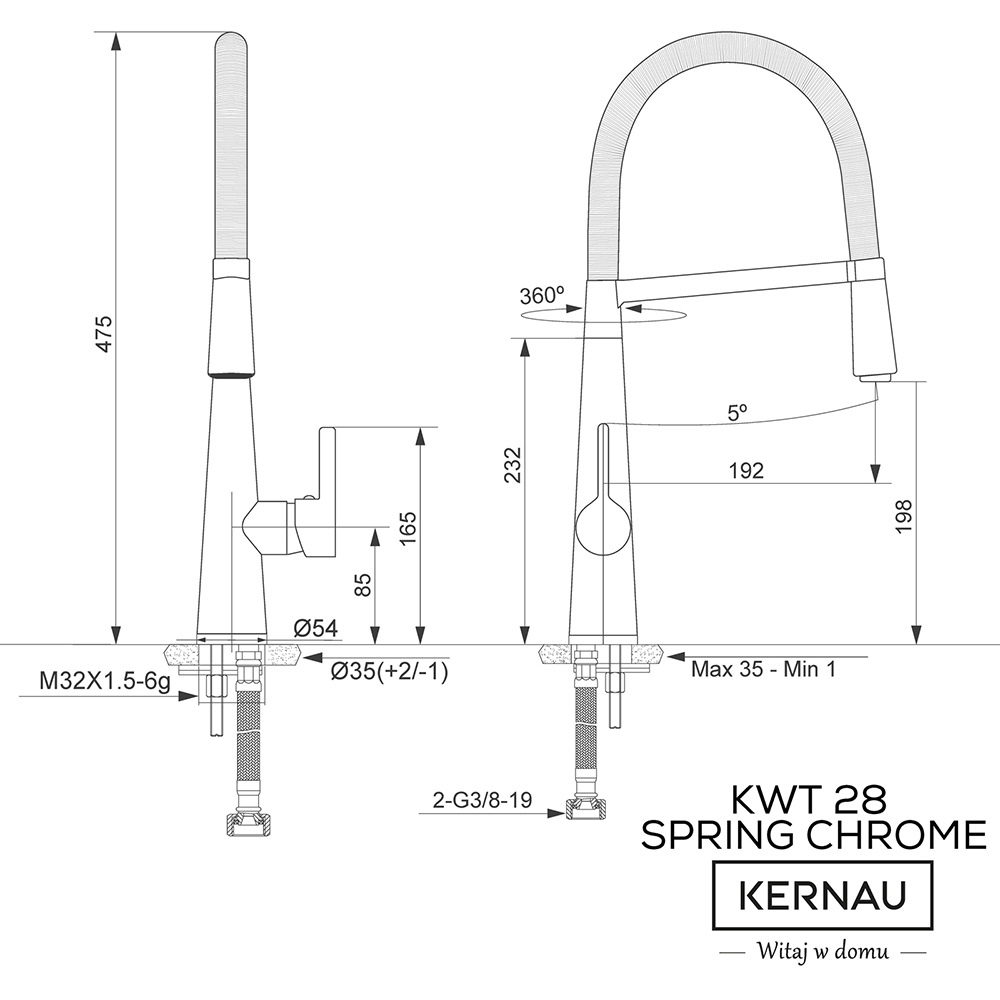 Смеситель KERNAU KWT 28 SPRING CHROME Принцип смешивания однорычажный