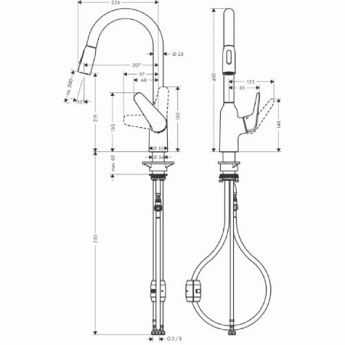 Змішувач HANSGROHE Focus M42 (71800000) Довжина виливу 22.4