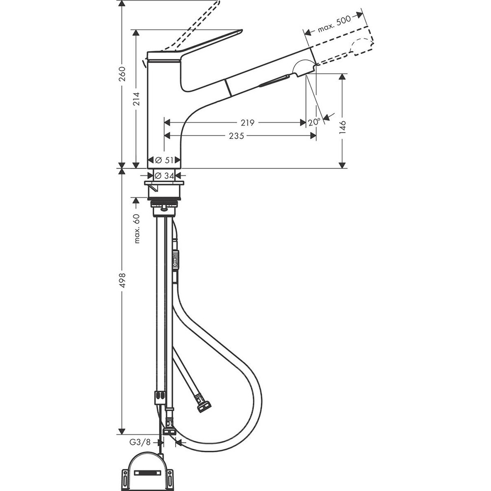 Смеситель HANSGROHE Zesis M33 KM150s Boxlite Chrome (74803000) Назначение для кухонной мойки