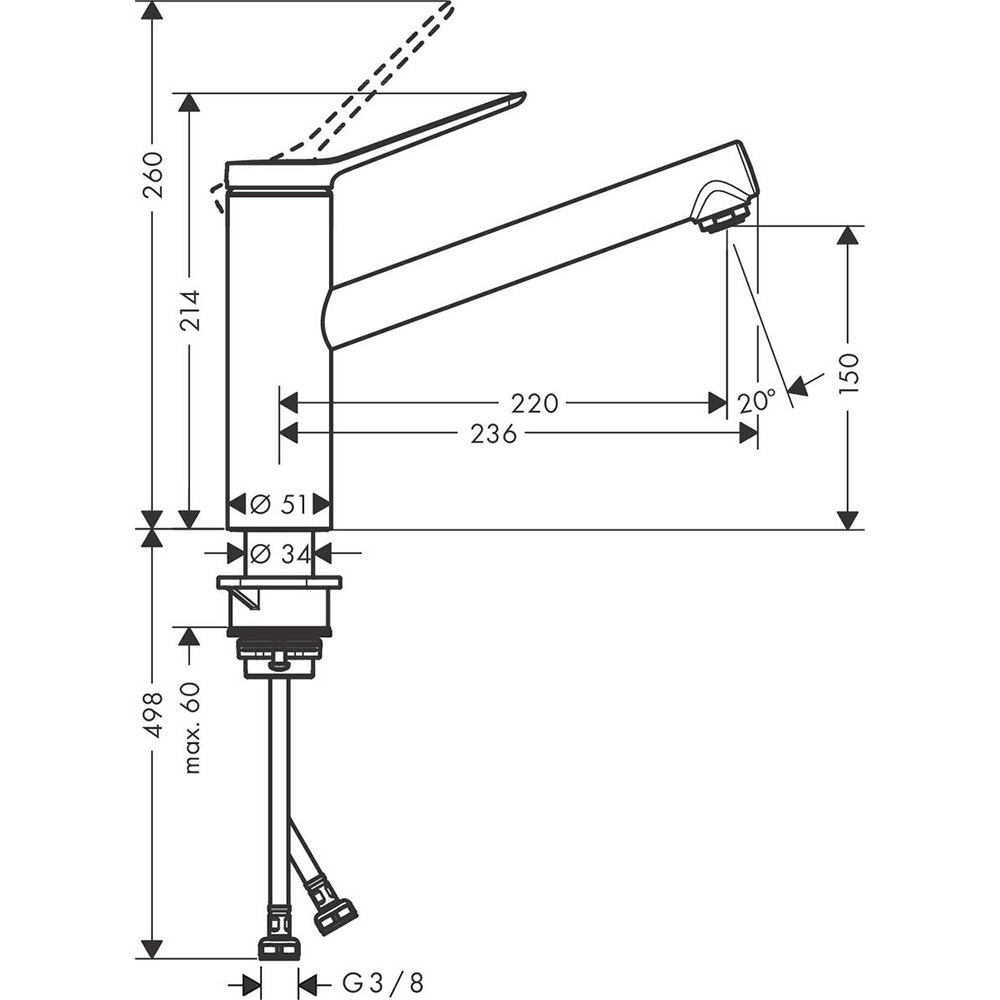 Смеситель HANSGROHE Zesis M33 KM150 Steel (74802800) Назначение для кухонной мойки