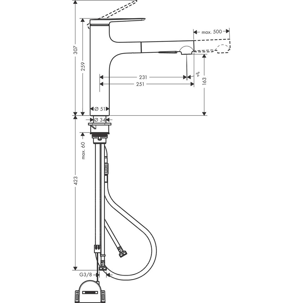 Смеситель HANSGROHE Zesis M33 KM160s Boxlite Chrome (74804000) Назначение для кухонной мойки