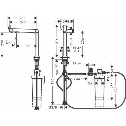 Змішувач HANSGROHE Aqittura M91 FilterSystem 240 Black Matte (76804670) Призначення для кухонної мийки