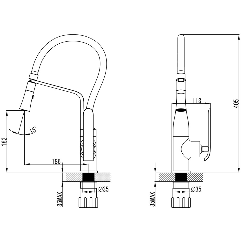 Смеситель CORSO EB-4B519C (9635100) Длина излива 25.9