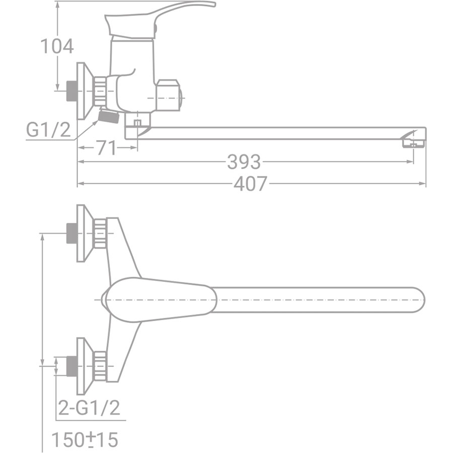 Смеситель TAU SE-2C245C (9807220) Способ монтажа настенный