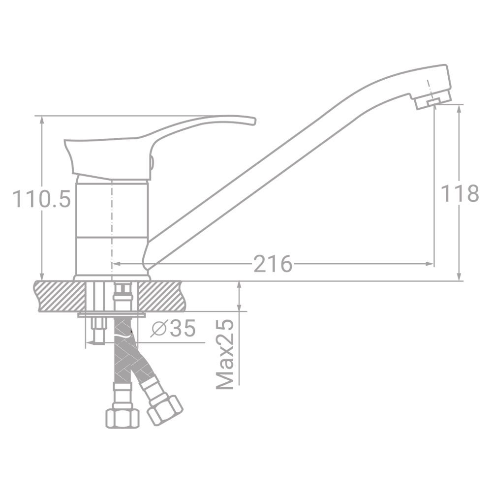 Змішувач Tau SE-2B245C (9807130) Призначення для кухонної мийки