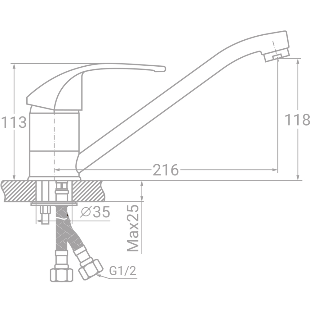 Змішувач TAU SM-2B244C (9843130) Призначення для кухонної мийки