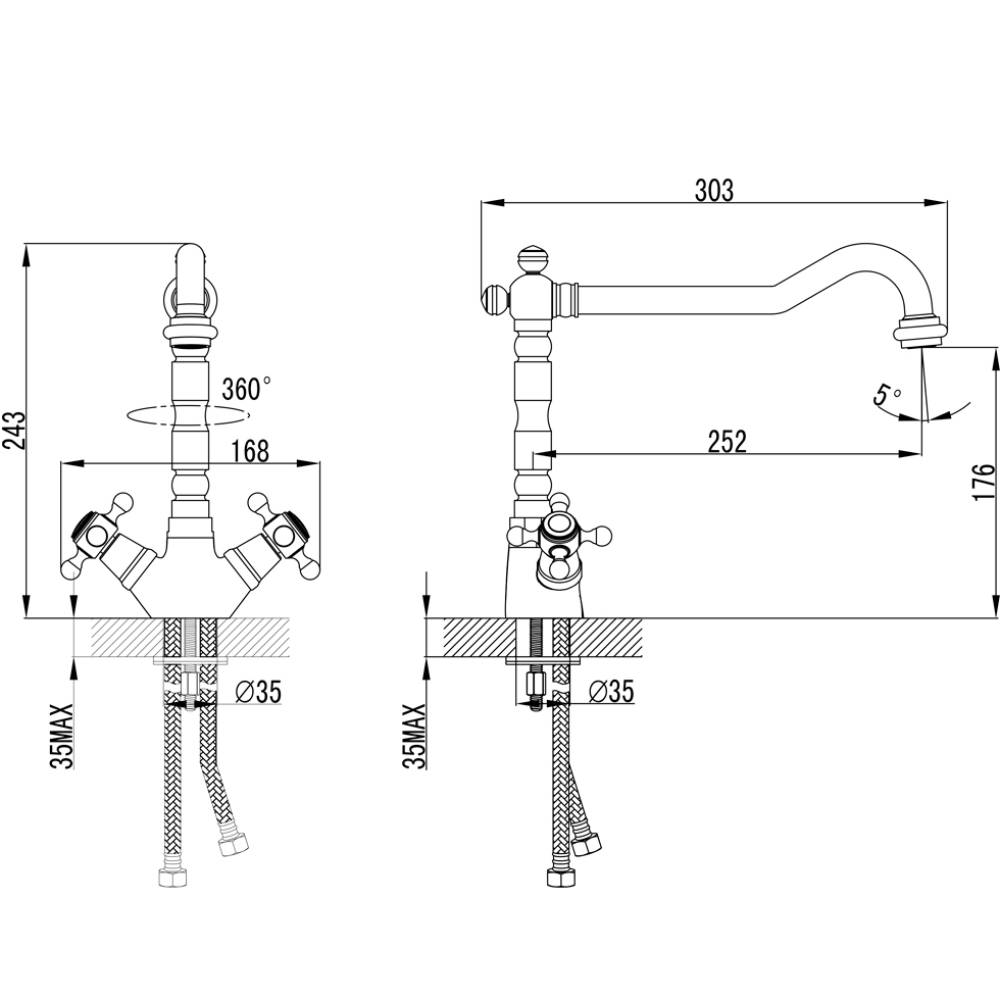 Внешний вид Смеситель CORSO BRENTA 1/2" 9679104 (FE-5B252K)