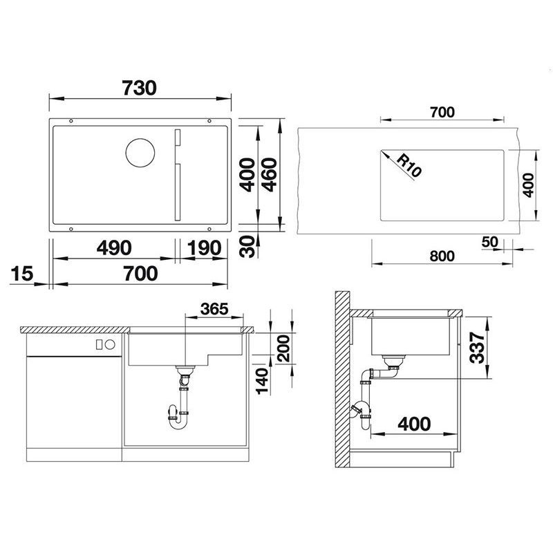 Мойка BLANCO SUBLINE 700-U Level (518391) алюметаллик Материал SILGRANIT PuraDur II